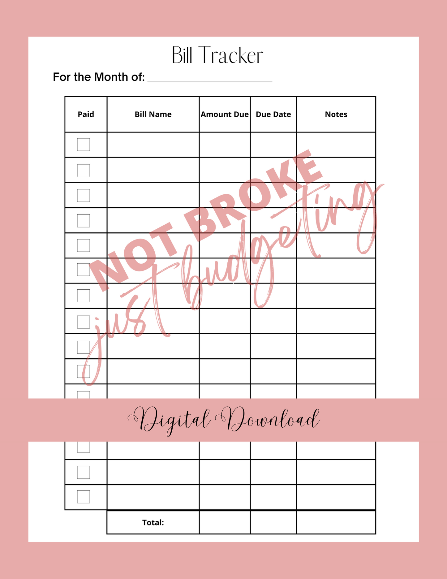 Bill Tracker (Digital Download)