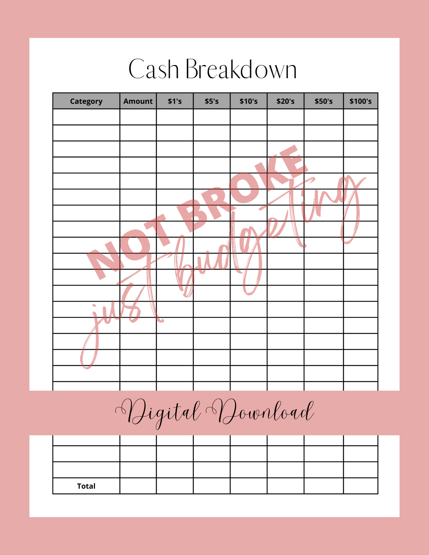 Cash Breakdown (Digital Download)